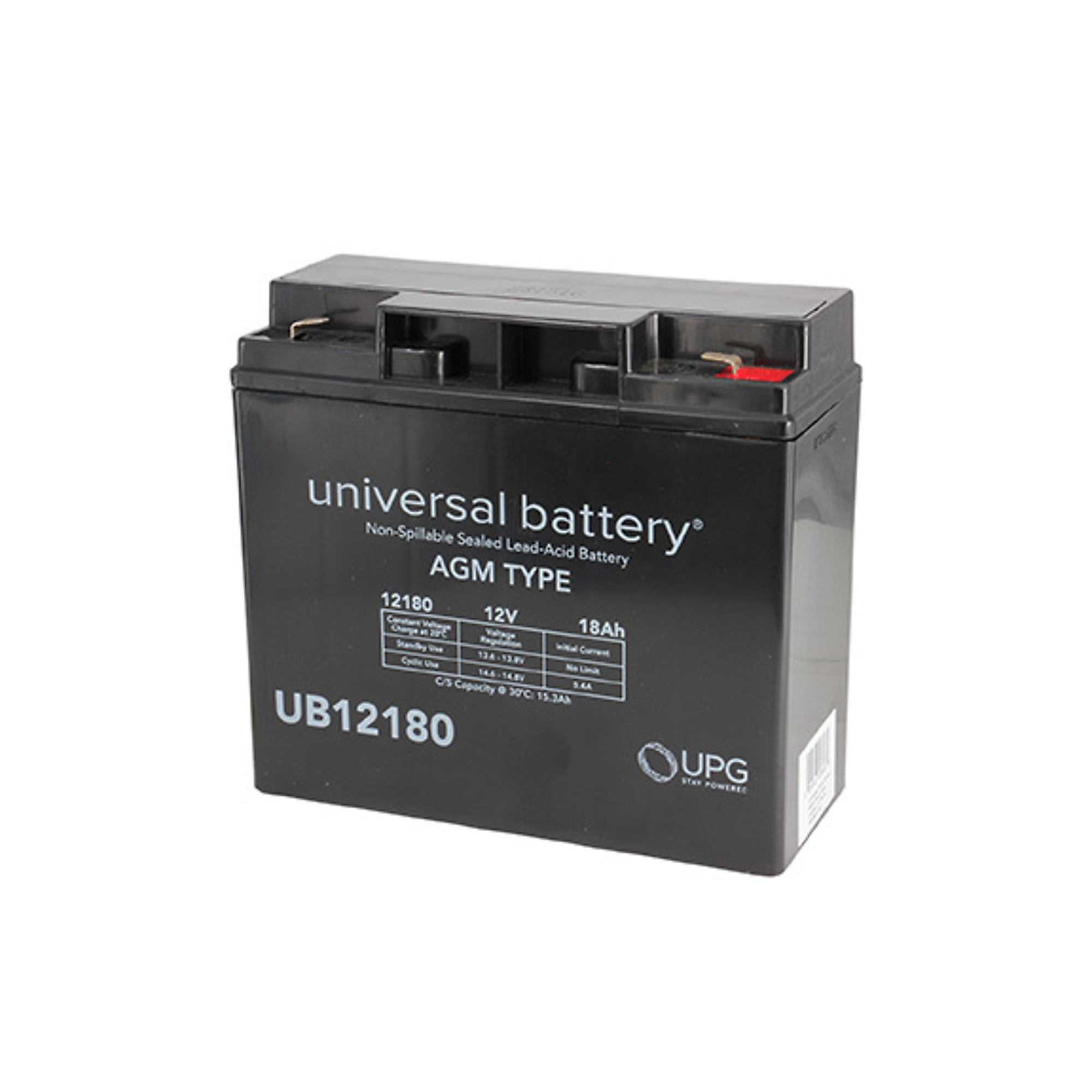 UPG Universal Sealed Lead-Acid Battery, AGM-type, 12V, 18 Amps, Model# UB12180